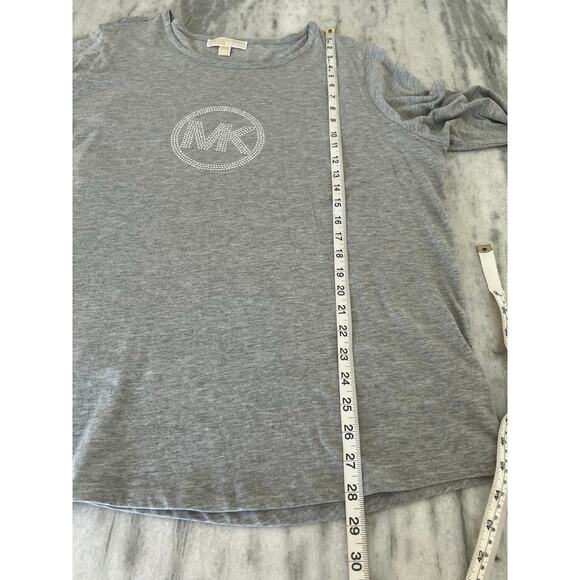 Michael Michael Kors Gray Knit Top Tunic Studded Logo Size 2X Casual Winter Fall - Picture 7 of 8